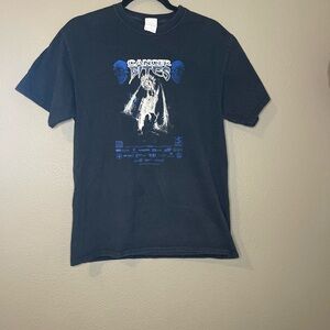 Black Graphic Tee with Blue Print